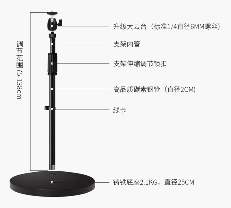 投影儀落地支架伸縮范圍細(xì)節(jié)